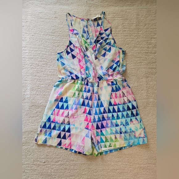 Amanda Uprichard for REVOLVE Geometric Pattern 100% Silk Romper - Size Large - Picture 10 of 16